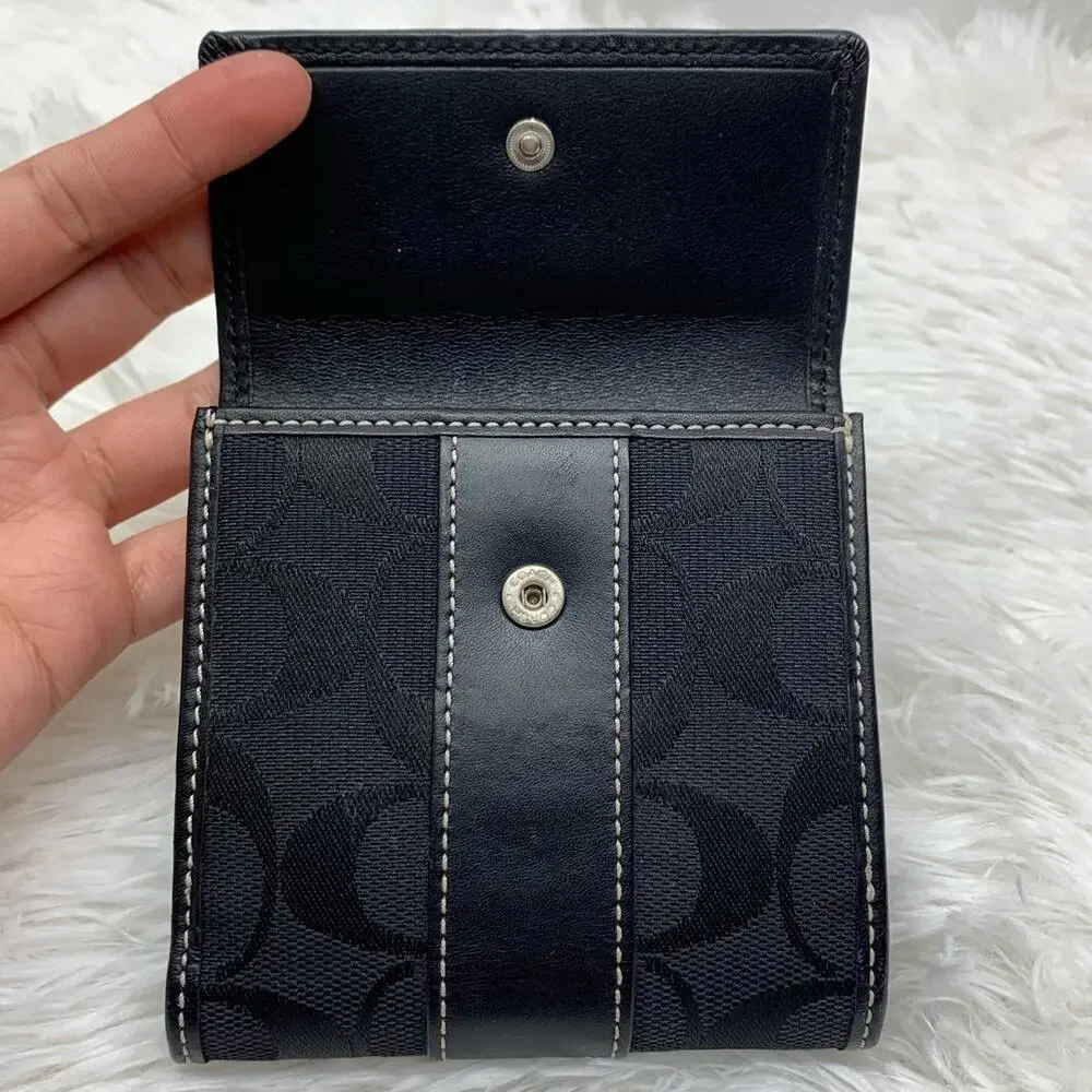 y2k COACH Leatherware Signature Canvas Medium Wallet - Picture 9 of 12